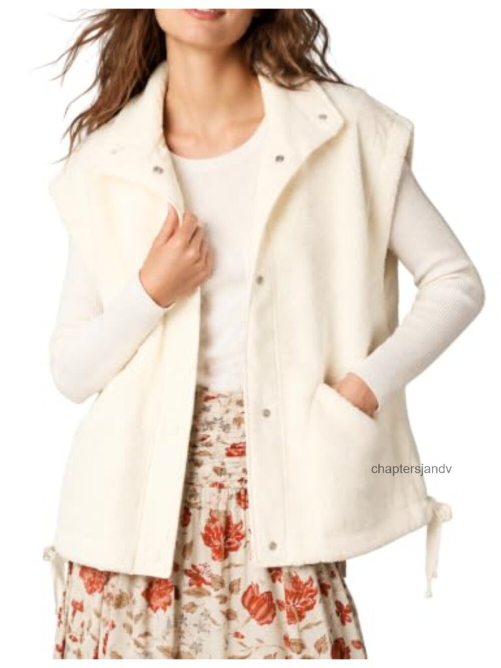 Womens Oversized Sherpa Fleece Vest Fuzzy Sleeveless Gilet Snap Button